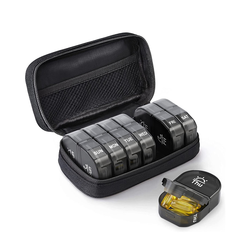 Söpö Canvas Travel 7 päivän pillerijärjestäjä vetoketjulla 