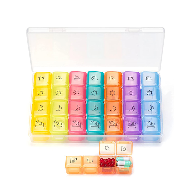 Kannettava päivittäinen viikoittainen lääkepillerikotelo 